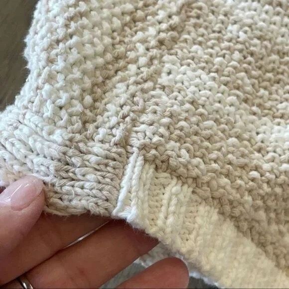 Chico's Cream and Tan Boatneck Cotton Blend Sweater - Picture 4 of 9